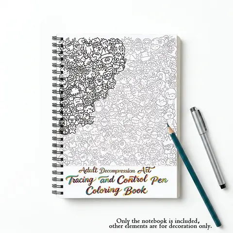 3-In-1 Sketch Drawing Trace and Color Adult Coloring Book for Art Therapy, Mindfulness Doodle Spiral Bound 30 Sheets Thick Heavy Weight Paper 5.85x8.27 Inch, Gift for Mother's Day, Father's Day and Eid