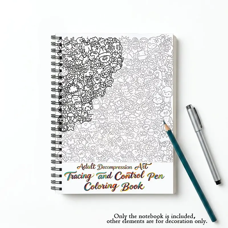 3-In-1 Sketch Drawing Trace and Color Adult Coloring Book for Art Therapy, Mindfulness Doodle Spiral Bound 30 Sheets Thick Heavy Weight Paper 5.85x8.27 Inch, Gift for Mother's Day, Father's Day and Eid