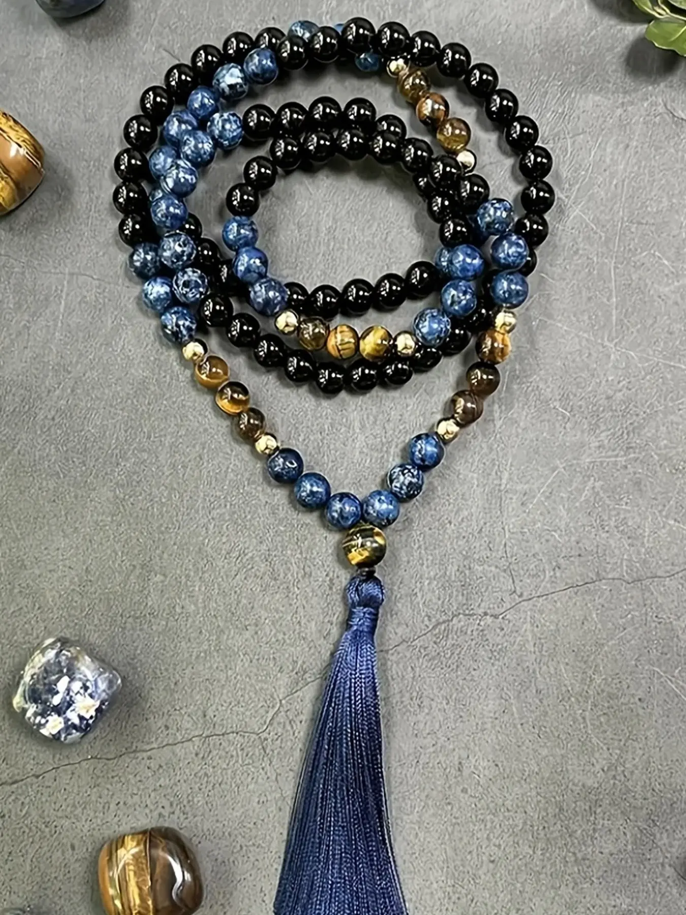 8mm Natural Stone Bead 108 Mala Necklace, Beaded Chains, Beaded Necklaces, Handmade Buddhist Jewelry, Unisex Design, Perfect Gift for Meditation Enthusiasts