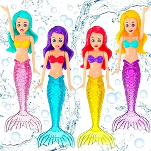 4PCS Colorful Mermaid Dive Toys Set for Kids & Adults, Underwater Pool Diving Game Toys for Swimming Practice, Bath Time Fun & Summer Pool Party Favor, Durable Mermaid Pool Toys for Boys Girls Teens