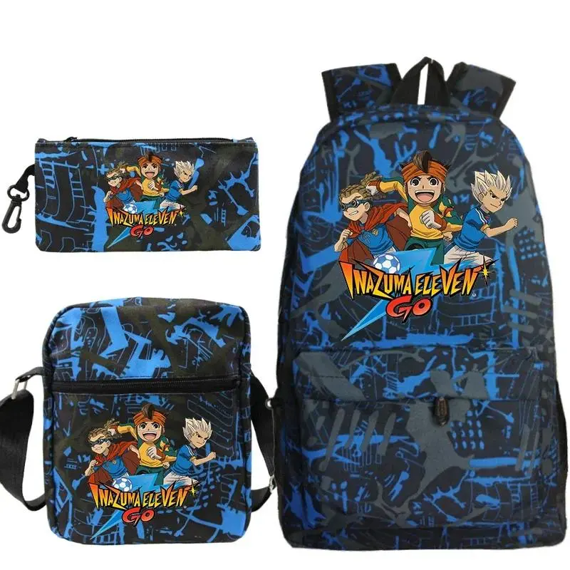 Inazuma Eleven Go School Backpack Bag Large Capacity Anime School Bag Child Backpack Mochila Student Back Pack Bag 3pcs/set