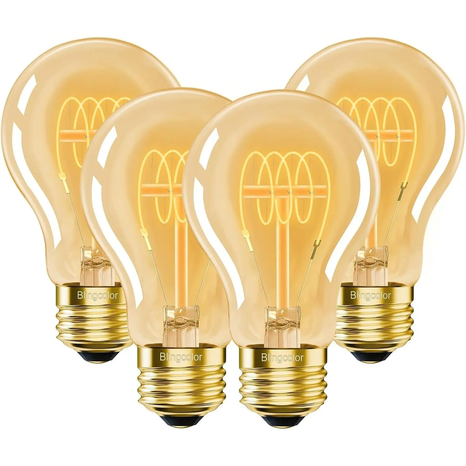 Vintage LED Edison Light Bulbs, 40W Equivalent, E26 Base, Warm White 2200K, 4 Pack, Dimmable, Decorative Antique Spiral Design, Suitable for Rustic Farmhouse Light Fixtures, CRI 90+, 300 LumensGift