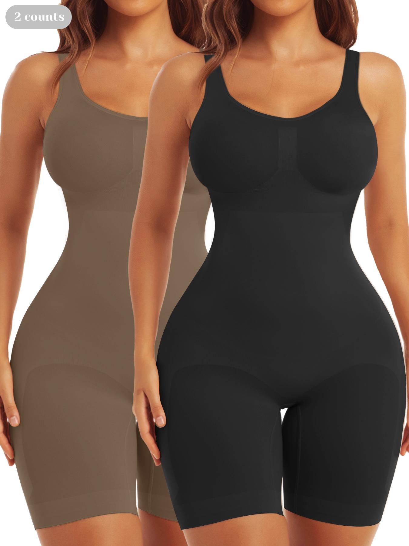 Shorts Bodysuit for Women Black Tummy Control, Body Sculpting Compression, Minimalist Shapewear Seamless Sexy Butt Lifting Workout Bodycon One Piece Short Jumpsuit