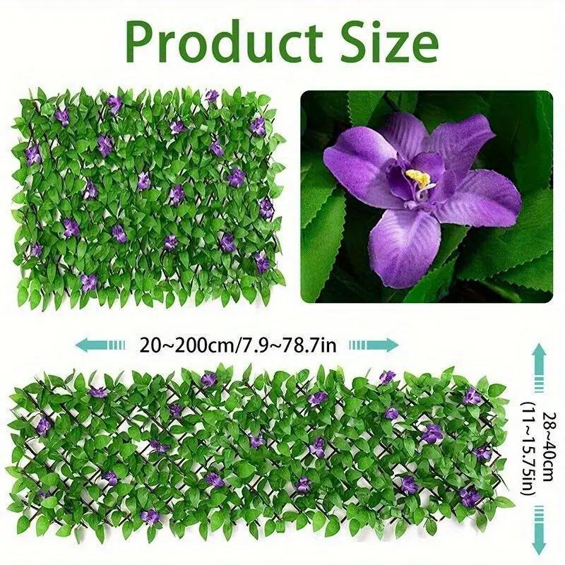 Expandable Artificial Ivy and Orchid Privacy Screen, Floral Design, Durable Plastic, Weather-Resistant, Indoor/outdoor Use, Easy Installation