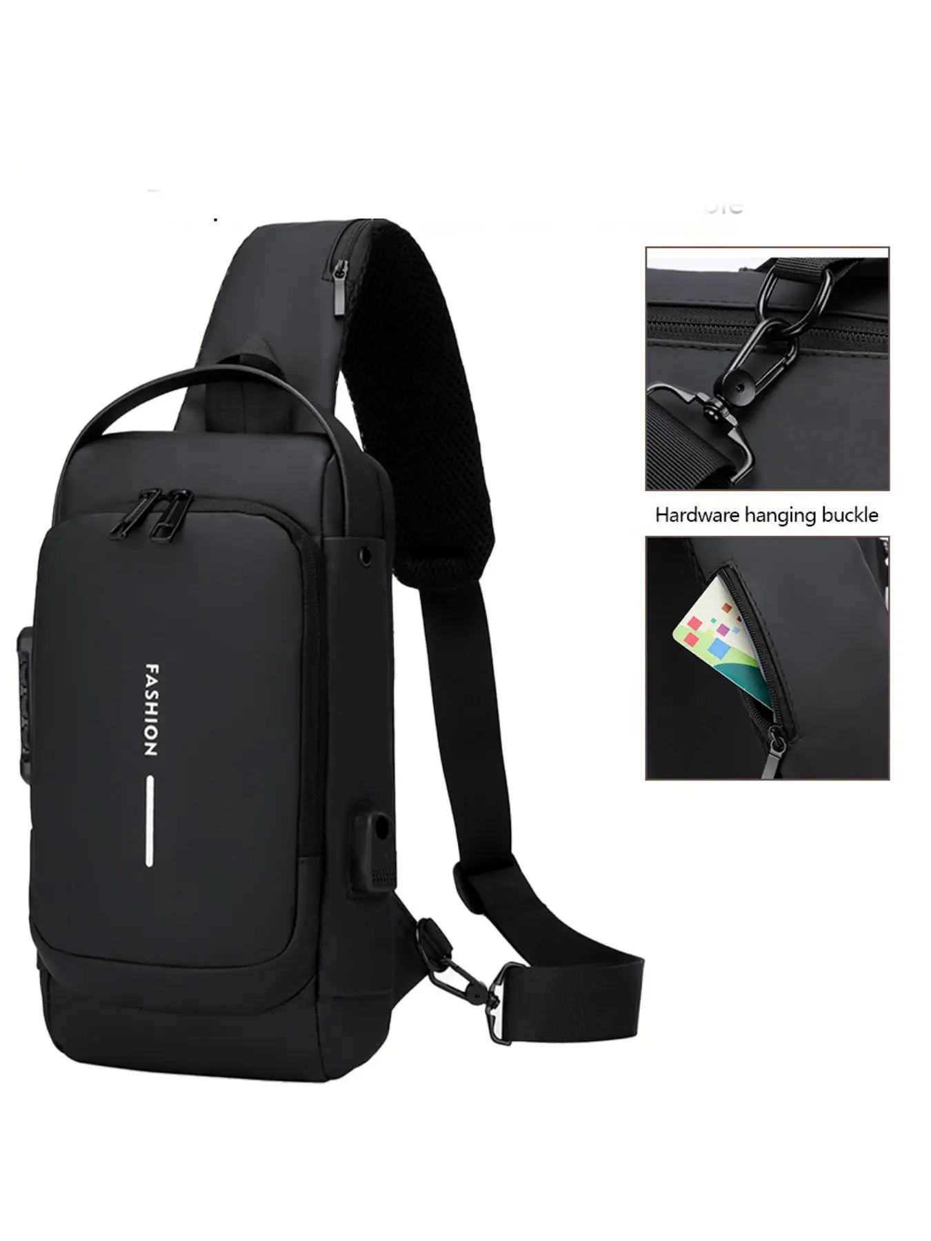 Men's Multifunctional Chest Bag, Outdoor Sports Fashion Casual Shoulder Crossbody Bag, Waterproof Password Lock, USB Charging Port