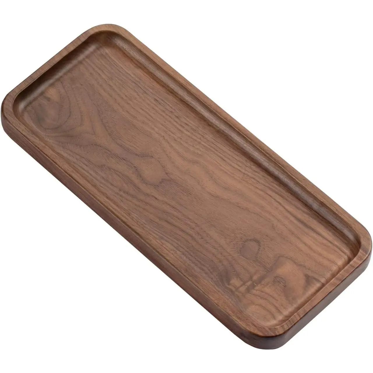 Walnut Solid Wood Serving Tray, 11.8 x 5 Inch Small Rectangle Platter for Bathroom, Dinner, Tea, CoffeeGift