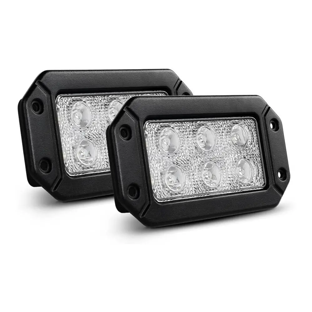 Nilight 2PCS 18W Flush Mount Spot Lights, High Intensity Bright White Car Accessories, Off-Road Driving Lights with Cooling Fins for Effective Heat Dissipation, Jeep Truck Bumper Mounting