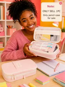 Large Capacity Pencil Case for Girls Women Students, Aesthetic Desk Organizer Pencil Pouch with Zipper Compartments and Handle, Cute School Supplies Storage Bag for Office College Travel, Christmas Birthday Gift for Mom Wife Girlfriend Teacher