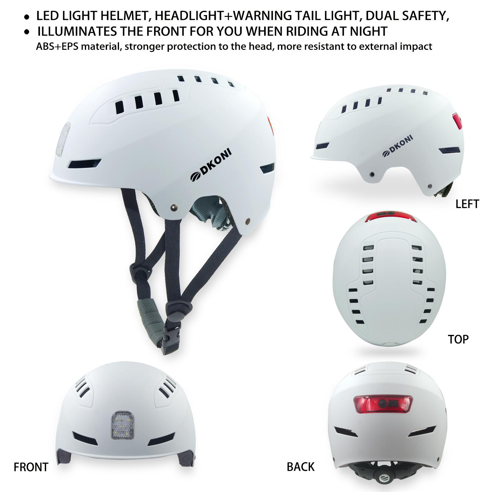 EBike Helmet with USB Rechargeable LED Lights - Adult Bicycle Commuter Helmet with Front & Back Safety Light