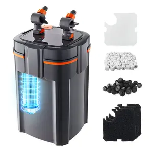 Fathersdaygift Fathersdaygift VEVOR 396GPH Canister Filter, 4-Stage External Aquarium Filter with Timed Light, Powerful Pump, Water Circulation Cleaning with Media for Large Fish Tanks Aquariums Up to 125 Gallons, for Freshwater