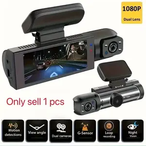 Car Dash Camera with 64GB Storage, Wide Angle Dvr with Night Vision, 3.16 Inch IPS Screen, Dual Lens, Plug-In Use, No Battery Included