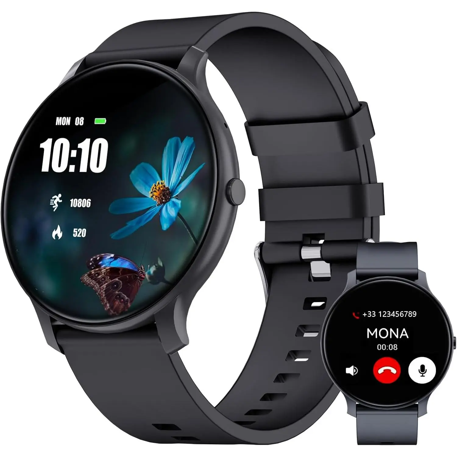 Smart Watch for Women Men, 1.46" 360x360 HD Touchscreen with 7Day Battery, 128 Sports Modes Fitness Tracker, Heart Rate/Sleep Monitor, IP68 Waterproof Smartwatch,Magnetic Charging (Matte Black)