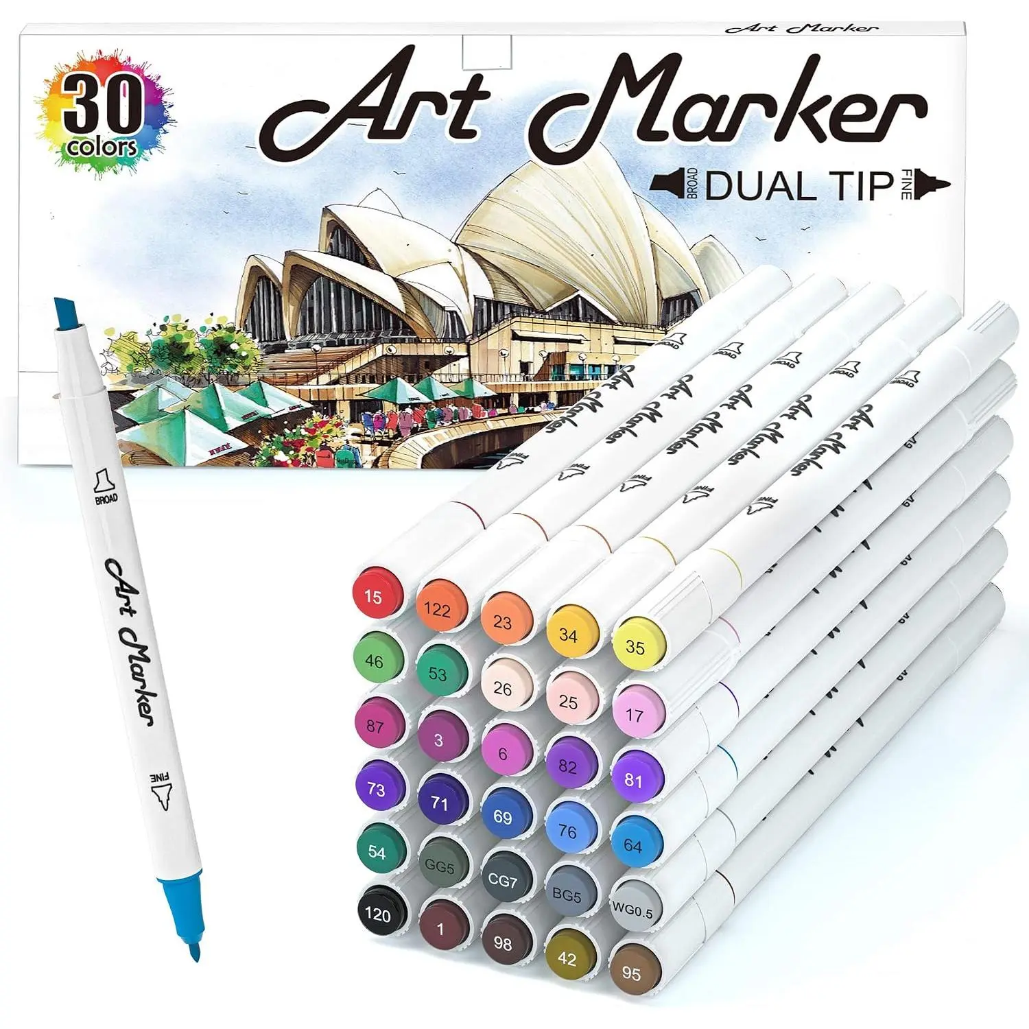 30 Colors Art Markers,  Tip Permanent Marker Pens Highlighters  for  Adults Artist Drawing Sketching Card Making & Coloring Books