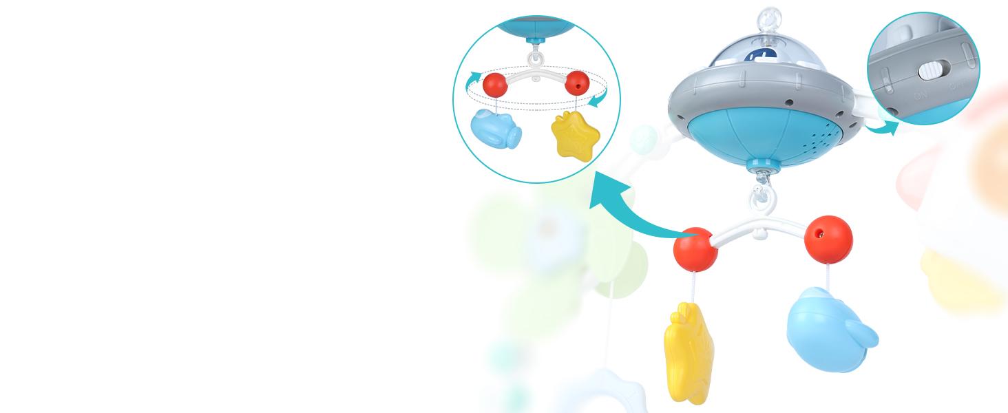 Stroller Arch Toy for Baby, Musical Carseat Toys Hanging with Teething, Baby Mobile for Crib Bassinet Car Seat and Bouncer, Car Seat Activity Toy for Babies 0-12 Months