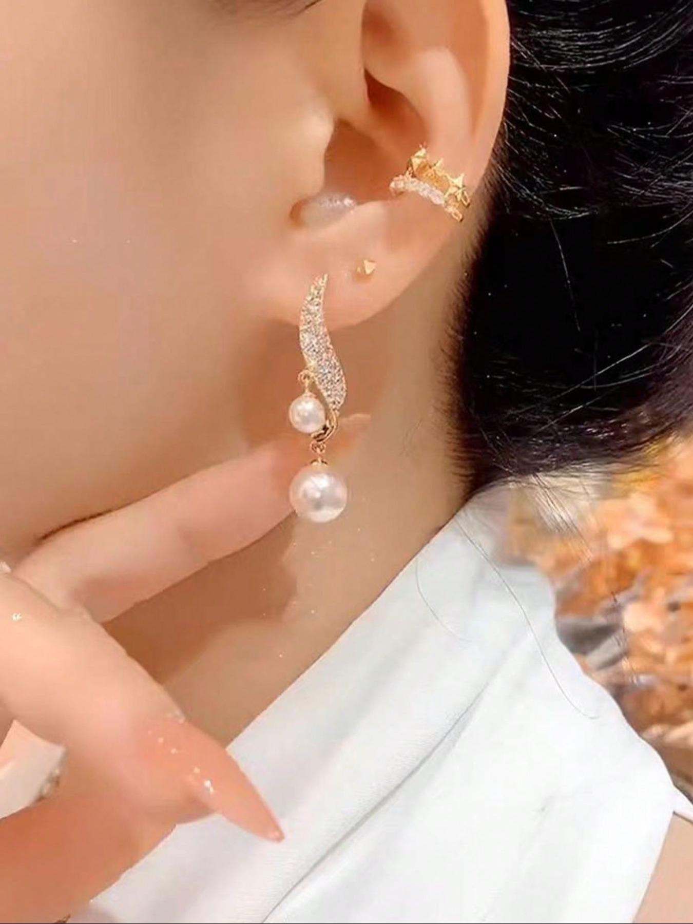 Faux Pearl Decorated High Quality Earrings, Elegant Jewelry for Party, Daily Clothing Decor, Trendy All-match & Exquisite Jewelry for Birthday Gift