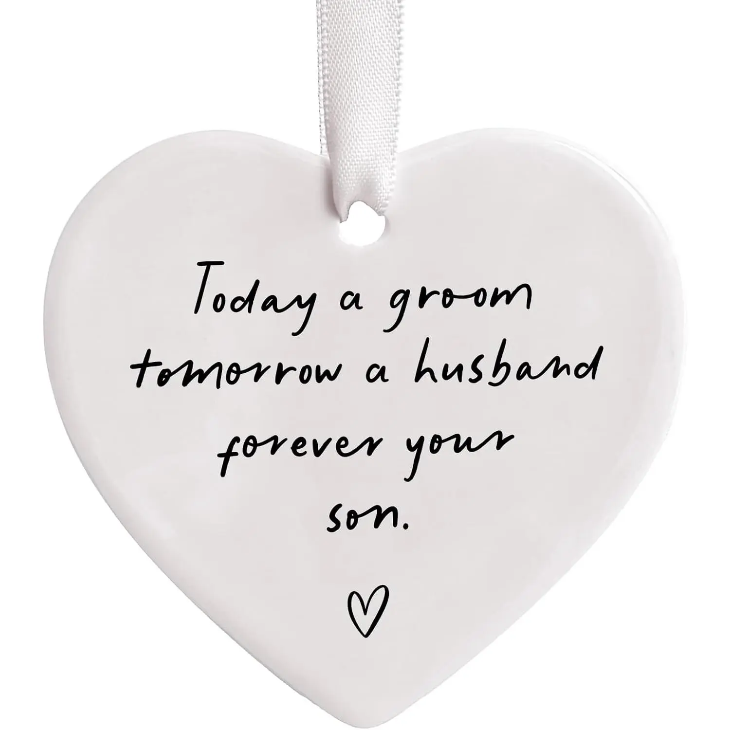 Mother of the Groom Keepsake from Son, Ceramic Heart Wedding Ornament, Sentimental Gift for Mom, Bridal Shower, Reception, Engagement PartyGift