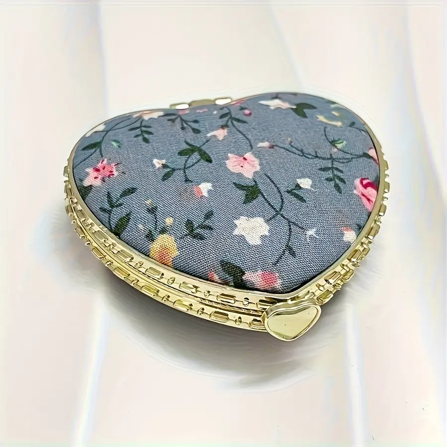 1/2 Portable Heart-Shaped Folding Makeup Mirrors, Vintage Double-Sided Dressing Mirrors, Suitable for Living Room, Bedroom, Bathroom, And Travel Additions