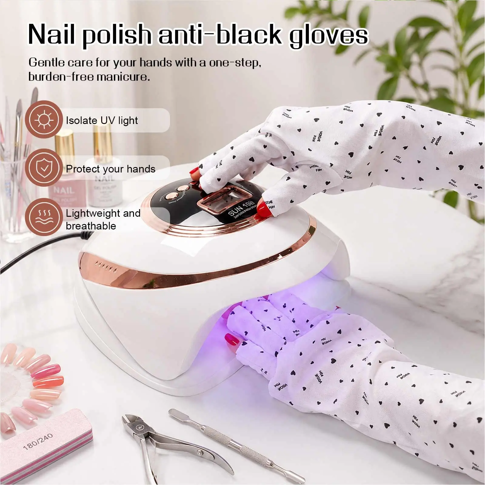 Gloves for Nail Lamp Treatments And for Nail Art - Open-Finger Gloves- Nail Gloves Gel Nails Art Fingerless Light Gloves, Nails Gloves Manicure Gloves Protection Gloves for Home Outdoor