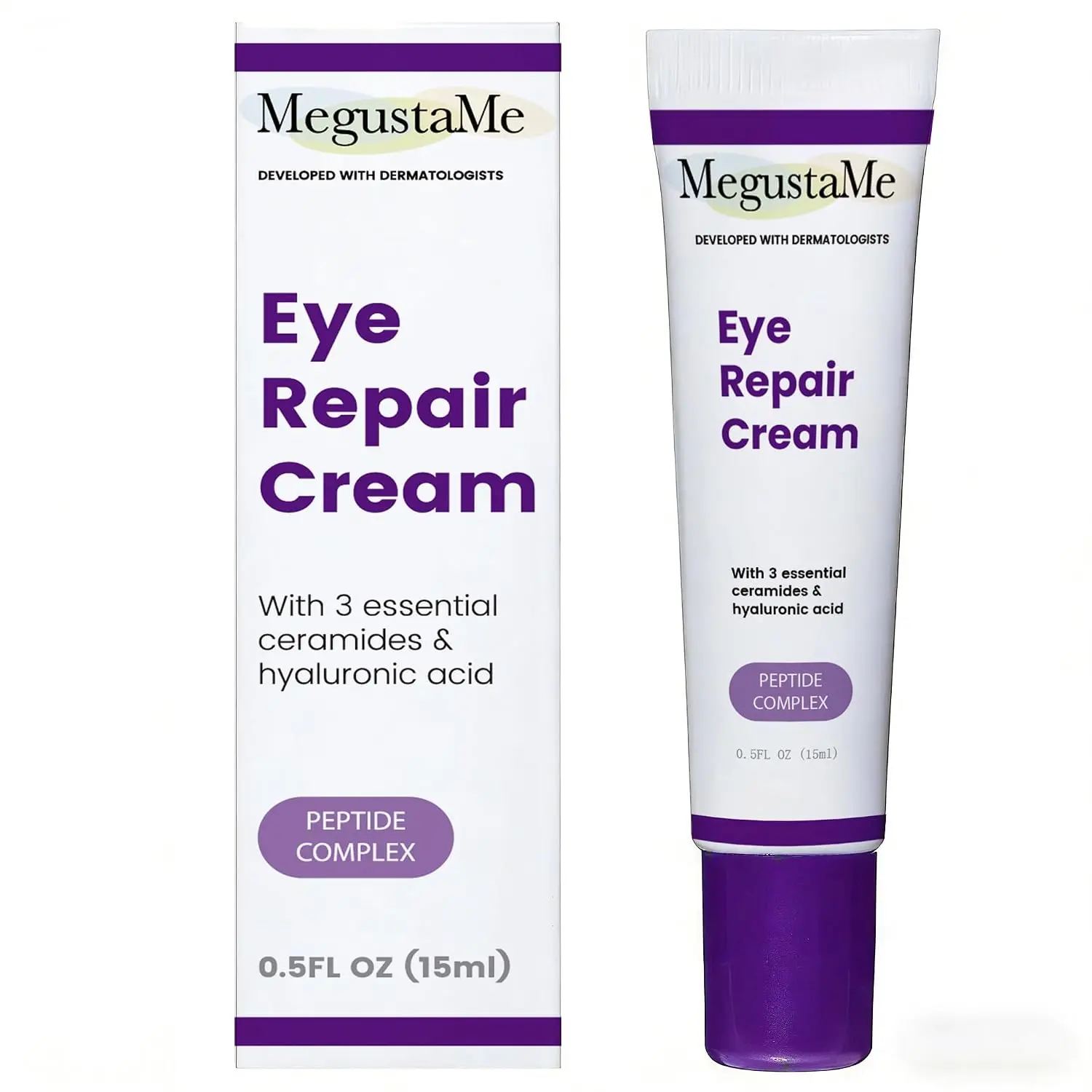 Eye Repair Cream 15ml - Peptide Complex Eye Cream with 3 Essential Ceramides, Niacinamide & Hyaluronic Acid, Dermatologist Developed Anti-Aging Eye Treatment for Fine Lines, Dark Circles.