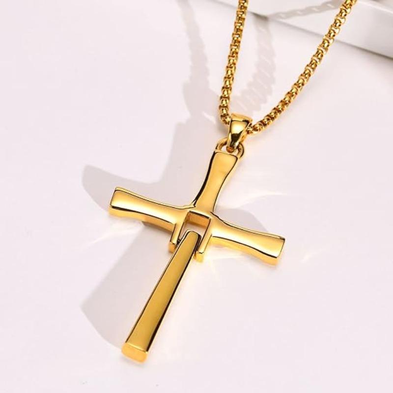 Cross Necklace for Men, Cross Pendant Necklace Stainless Steel Chains Sterling Silver Necklace Men's Cross Chain Jewelry Link Chain for Boys Fast and Furious