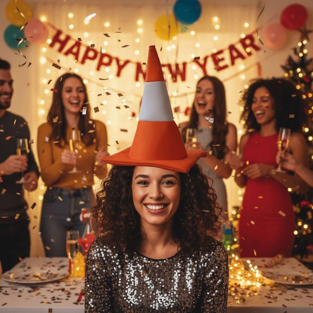 Funny Foldable Traffic Cone Hat Dress Up Masquerade Stage Hat Role Play All Age Halloween Costume Funny Hat Cosplay Event