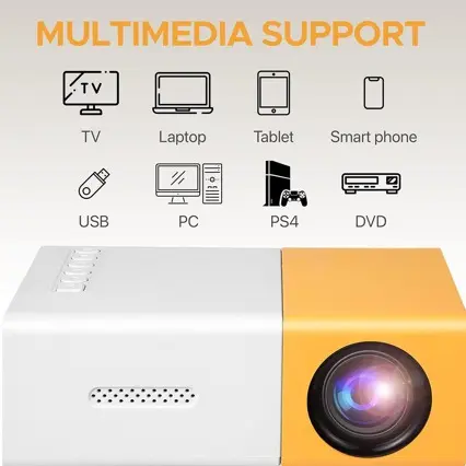Portable LED Home Office YG300 Projector HD 1080P Mobile Phone Micro Mini Projector Yellow-White Machine