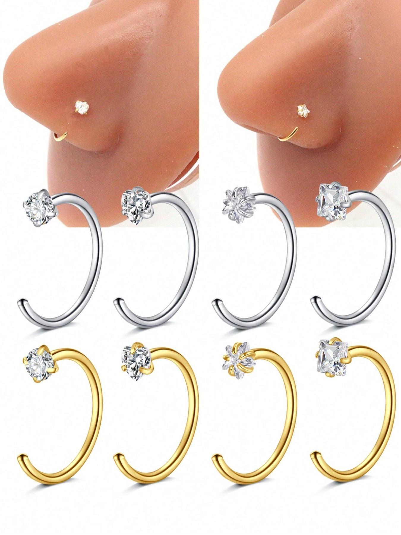C-shaped Nose Ring, Stainless Steel Nose Ring, Fashionable Body Jewelry for Women & Men, Trendy All-match & Exquisite Jewelry for Birthday Gift, Nose Piercing Jewelry