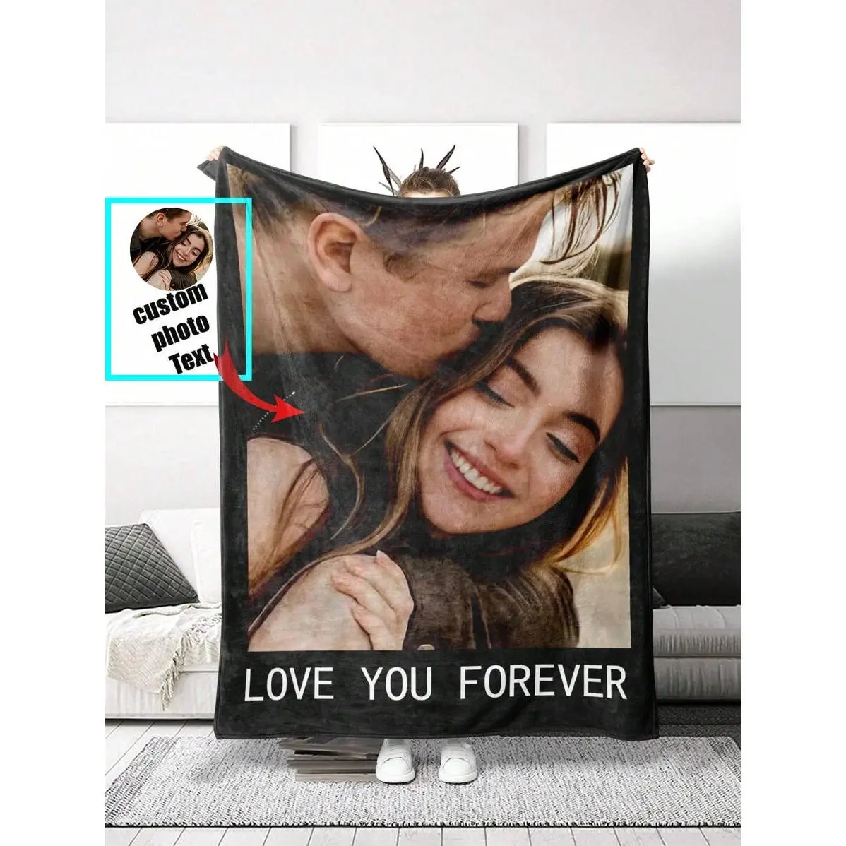 1pc Customized Flannel Fleece Blanket - Personalized With Photos, Durable, Wrinkle-Resistant, Fade-Resistant, Lightweight Soft, Bed Sofa Use, All-Season Warm, Washable Breathable, 2026 Graduation Gift For Adults