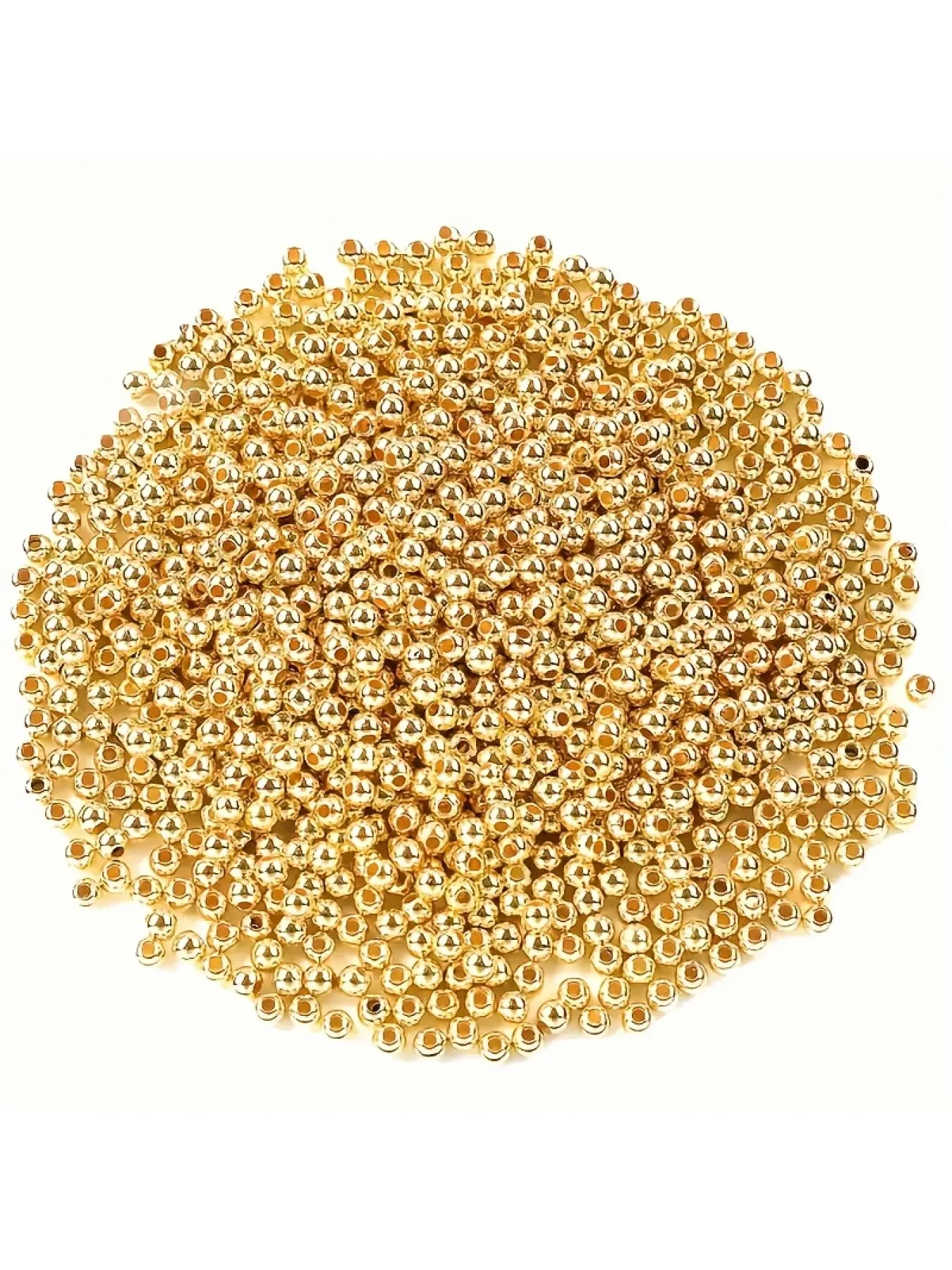 1000/500 pieces of 4mm large-hole round smooth gold beads, perfect for making bracelets, necklaces, and earrings, Jewelry Making Supplies