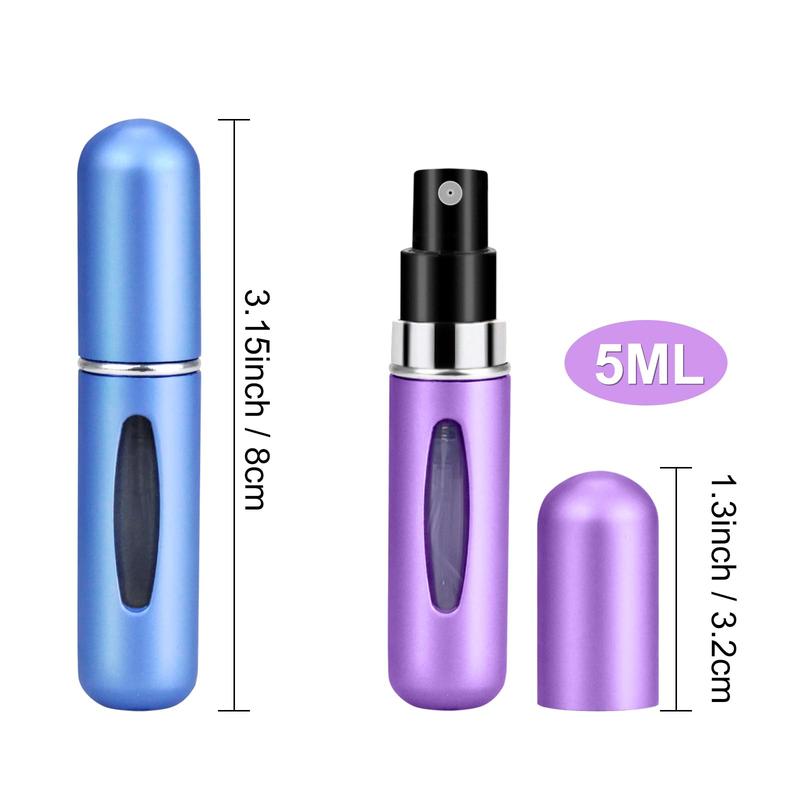 4/8/12Pcs Refillable Perfume Atomizer Travel, 5ML Portable Mini Pocket Perfume Atomizer Bottle Spray for Travel Accessories Tin Canister Organiser Cosmetic Aluminium