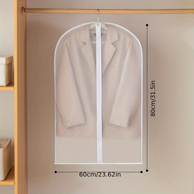 Pack of 10 or pack of 1 thickened transparent garment bags with full zipper closure - suitable for suits, wedding dresses, travel and wardrobe organization. Dust and wrinkle resistant; easy to identify