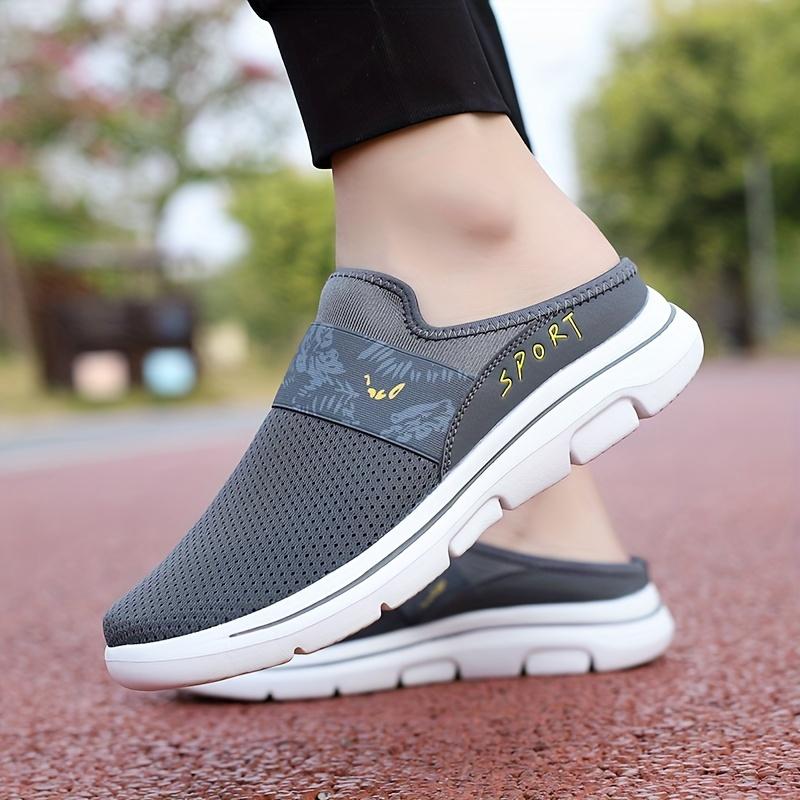 Breathable Upper Mules --On, EVA Sole, Sporty Design with Palm Leaf Pattern Strap - Comfortable Walking Shoes All