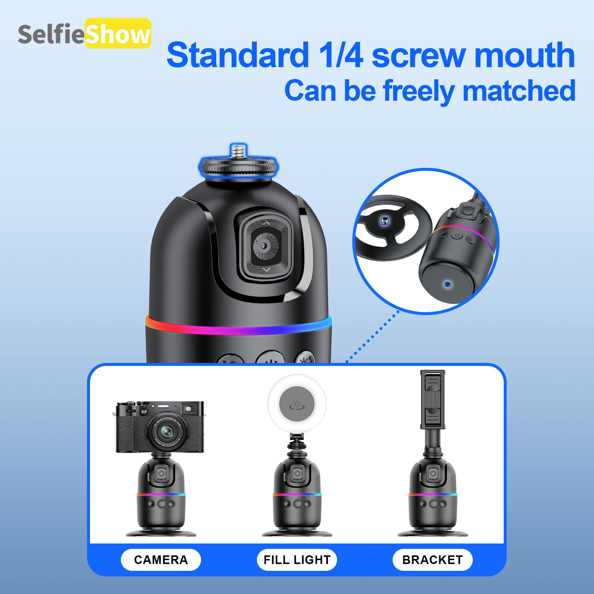 360° Rotatable Phone Holder, USB Rechargeable Smart Face Recognition Selfie Stick, Anti-shake Panoramic Shooting Phone Holder for Travel & Photography, Rotating Stand