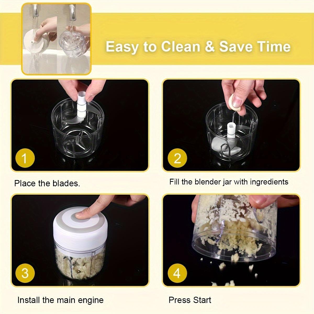 Electric Garlic Chopper, USB-Rechargeable Mini Portable Vegetable Chopper, Multifunctional Durable Chopper, Garlic Grinder Masher, Wireless Food Processor for Ginger, Chili, Fruit and Meat, Household Appliances