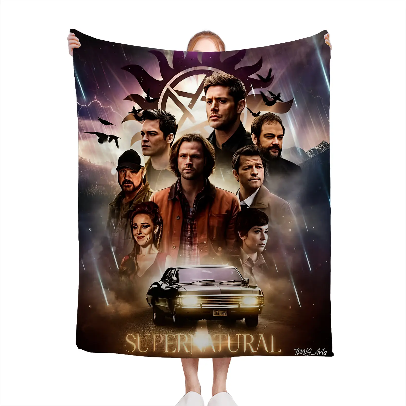 Soft Cozy Throw Blanket Polyester Supernatural Car Print Digital Printing Living Room Bedroom Gift For Fans2607230174