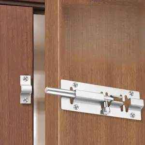 7-piece heavy-duty stainless steel barrel bolt lock set, with 1 bolt lock + 6 mounting screws - Smooth sliding door lock, suitable for cabinets, closets, sheds, and doors - Commercial-grade security lock
