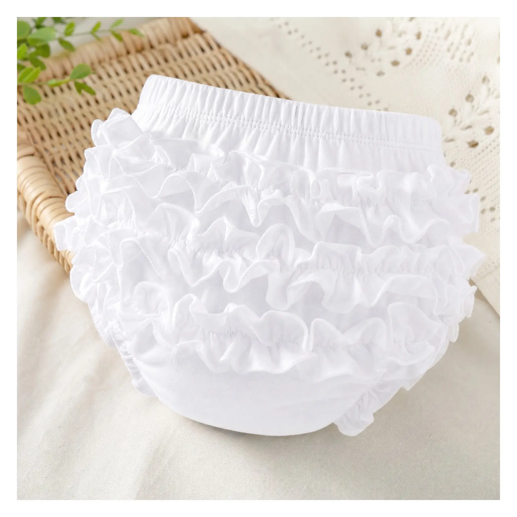Ruffle Baby Bloomers Cotton Diaper Covers for Girls 0-24M, Soft Stretch Back Ruffle Toddler Under Dress Shorts, Easy Diaper Cover Daily WearGift