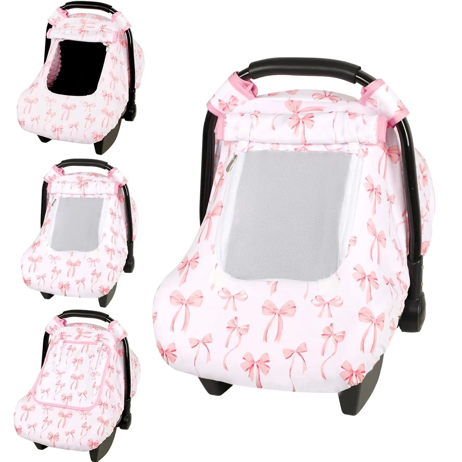 Infant Car Seat Canopy for Newborns, Printed Double Layer Warm Winter Cover with Mesh Window, Universal Fit Baby Car Accessories, Newborn, Polyester, Infant Car Seat Insert
