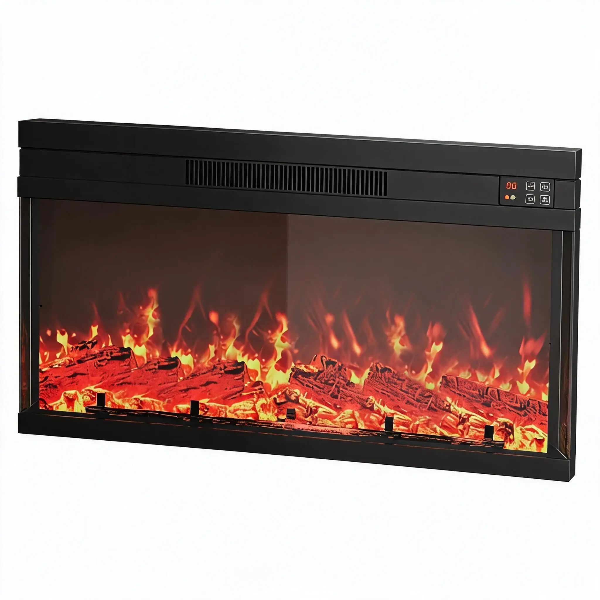 Garvee 36-in Recessed Wall-Mounted Electric Fireplace Insert, 3D Flame Effect with 7 Color Modes, Remote Control, Heat + Light Heater for Living Rooms