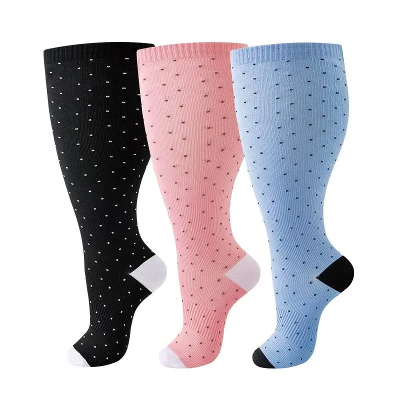 3 pairs of extra-large wide-leg compression stockings, loose-fitting leg-lengtheners, breathable and warm autumn socks, suitable for women's daily casual wear, outdoor outings and school return outfits.