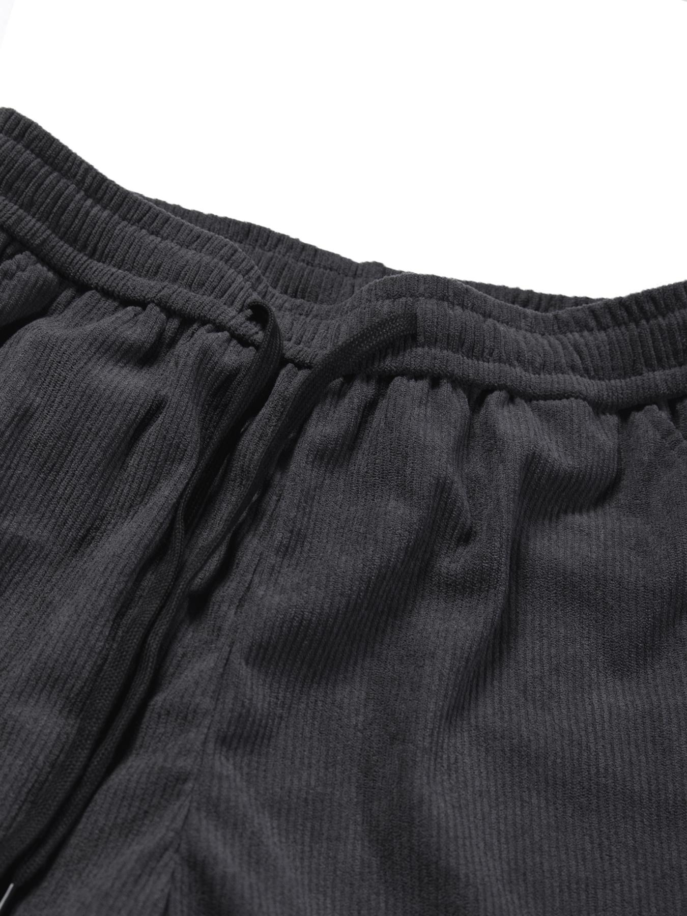 Men's Solid Pocket Drawstring Waist Jogger Pants, Loose Corduroy Trousers for Spring & Fall, Baggy Plain Menswear, Casual Comfy Men Bottoms for Daily Wear, Lounge Boyfriend Sweatpants for Gift