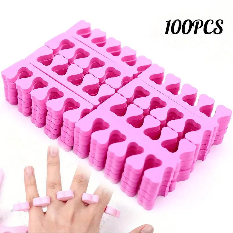 100PCS Pink Professional Nail Art Toes Separators Fingers Foots Sponge Soft Gel UV Tools Manicure Supplies Polish Manicure Pedicure