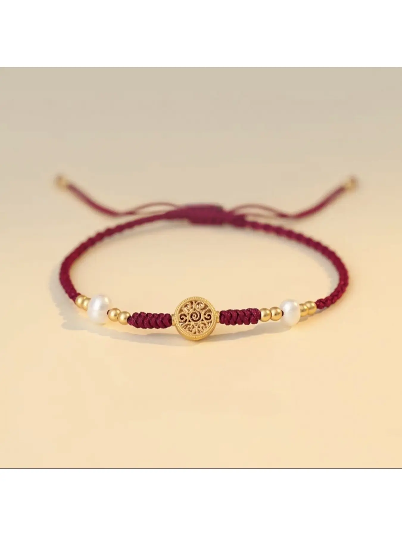 Chinese Style Five Emperor Coins Braided Red Cord Bracelet With Lucky Bead Handmade Woven Rope Bracelet For Women Best Friendship Gift Fashion Jewelry For Daily Wear Party Dating