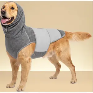 Dog Thunder Vest, Anxiety Relief Shirt with Noise-Reducing Hood, Calming Wrap, Gentle Compression Jacket for Thunder Storm, Fireworks Separation Stress,  Black