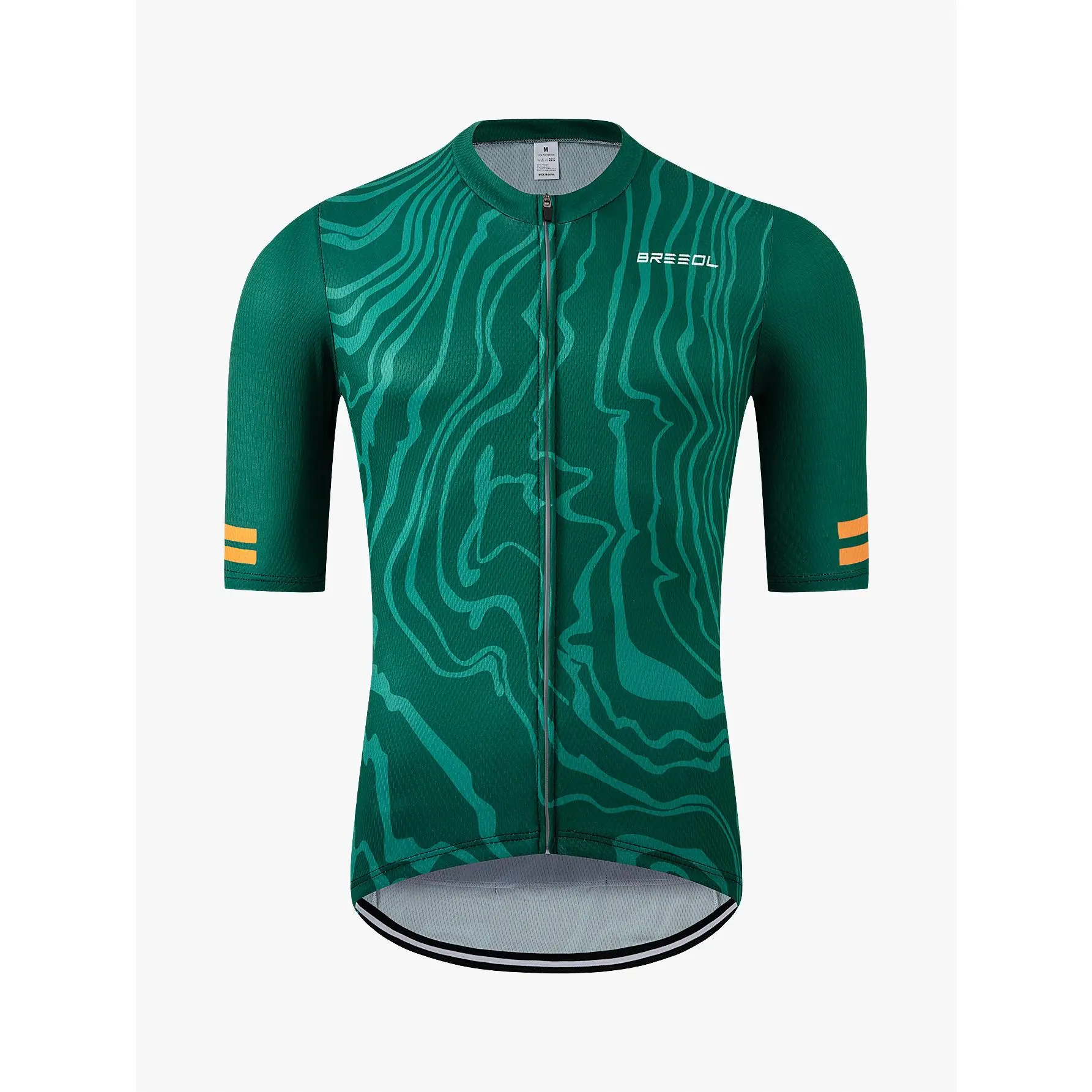 Men's Competition Style Cycling Jersey, Quick-Drying Micro-Elastic Polyester Top with Reflective Strips, 3 Rear Pockets, and Anti-Slip Hem, Male, Machine Washable