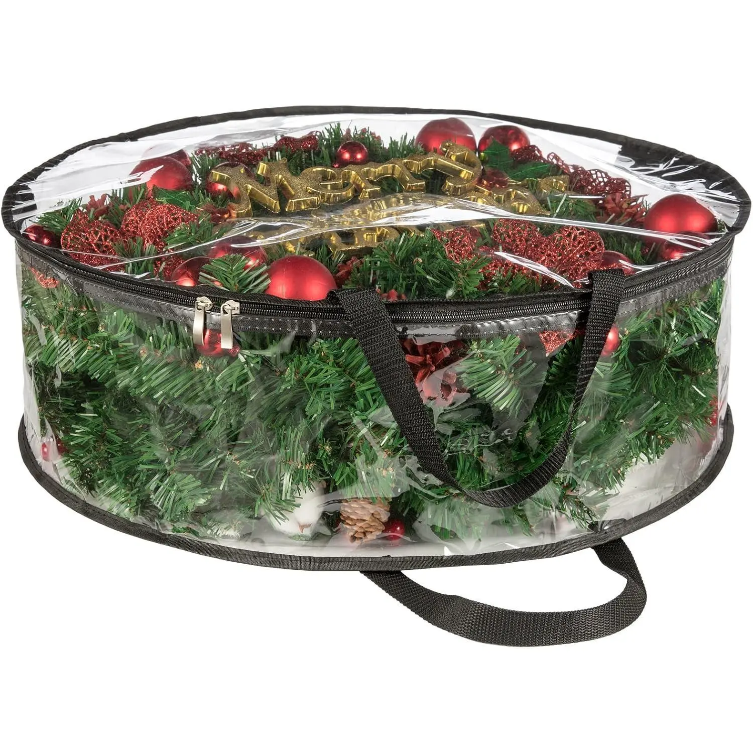 30 Inch Clear Wreath Storage Bag, 2Pcs Heavy Duty Christmas Container Protector With Handle for Holiday Seasonal Garland Storage