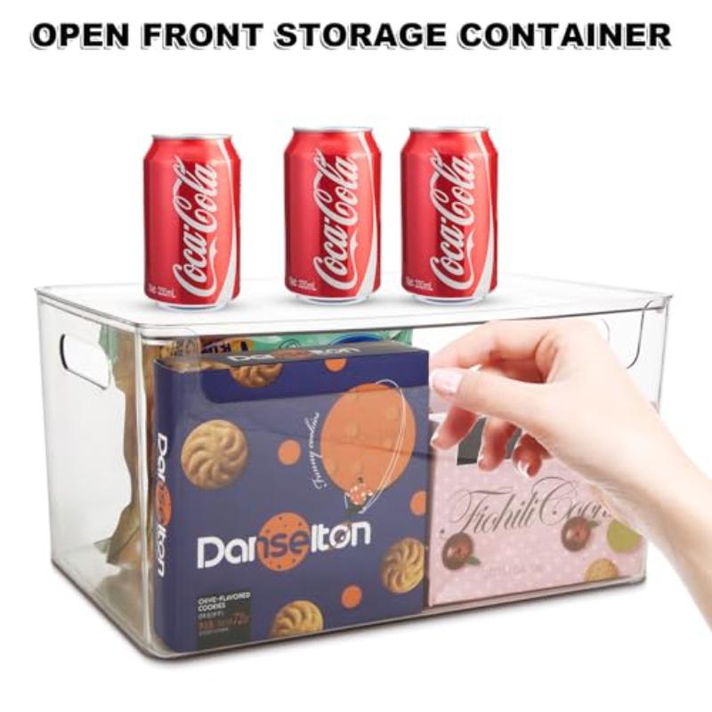 2Pcs Large Stackable Storage Bins with Lids Clear Storage Bin with Lid Pantry Storage Bins Plastic Container with Handle for Kitchen Refrigerator Cabinet Closet