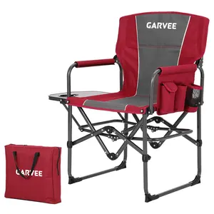Oversized Heavy Duty Adult Director’s Camping Chair, 400lb Capacity Portable Folding Outdoor Chair with Side Table, Storage Pouch & Cup Holder for Camping, Beach, Fishing, Picnic, Tailgating