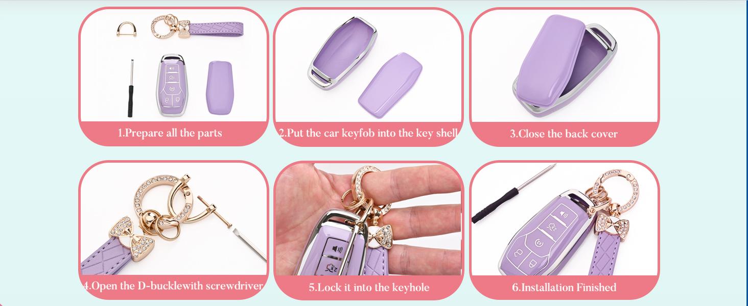 for Ford Key Fob Cover - Soft TPU Key Fob Case for Ford Edge Fusion Explorer Mustang Lincoln MKZ MKC MKX Smart Keyless Remote Key(Black)