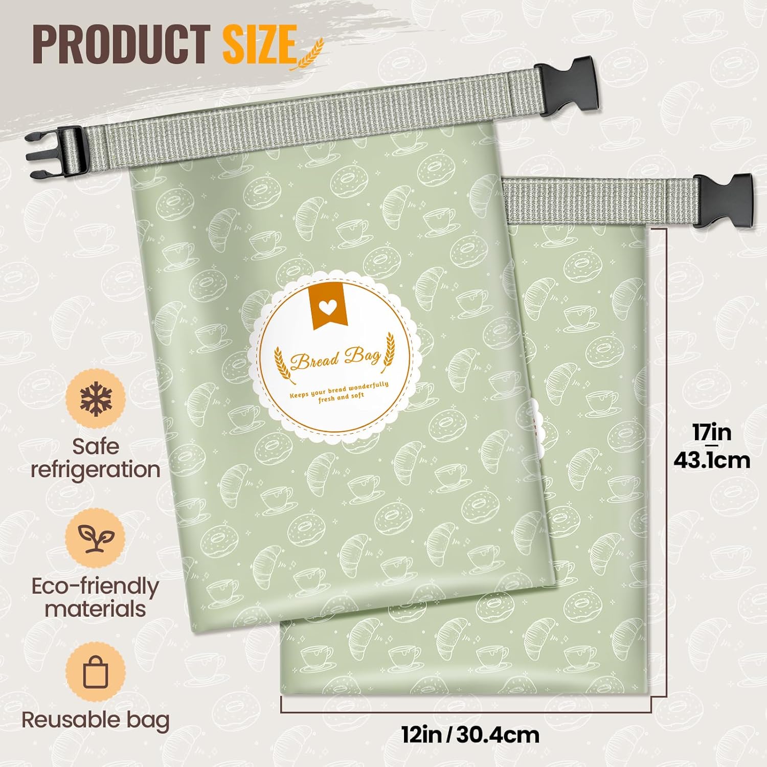 Bread Bags for Homemade Bread Sourdough Beeswax Lining 100% Cotton Reusable Container Storage17in x 12in Perfect for Any Size Loaf